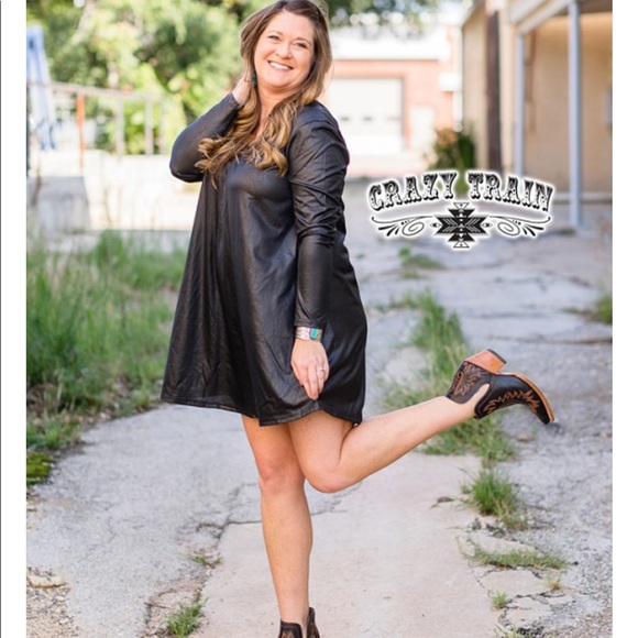 Crazy Train NWT Liquid Lux Dress Faux Leather - Picture 3 of 7